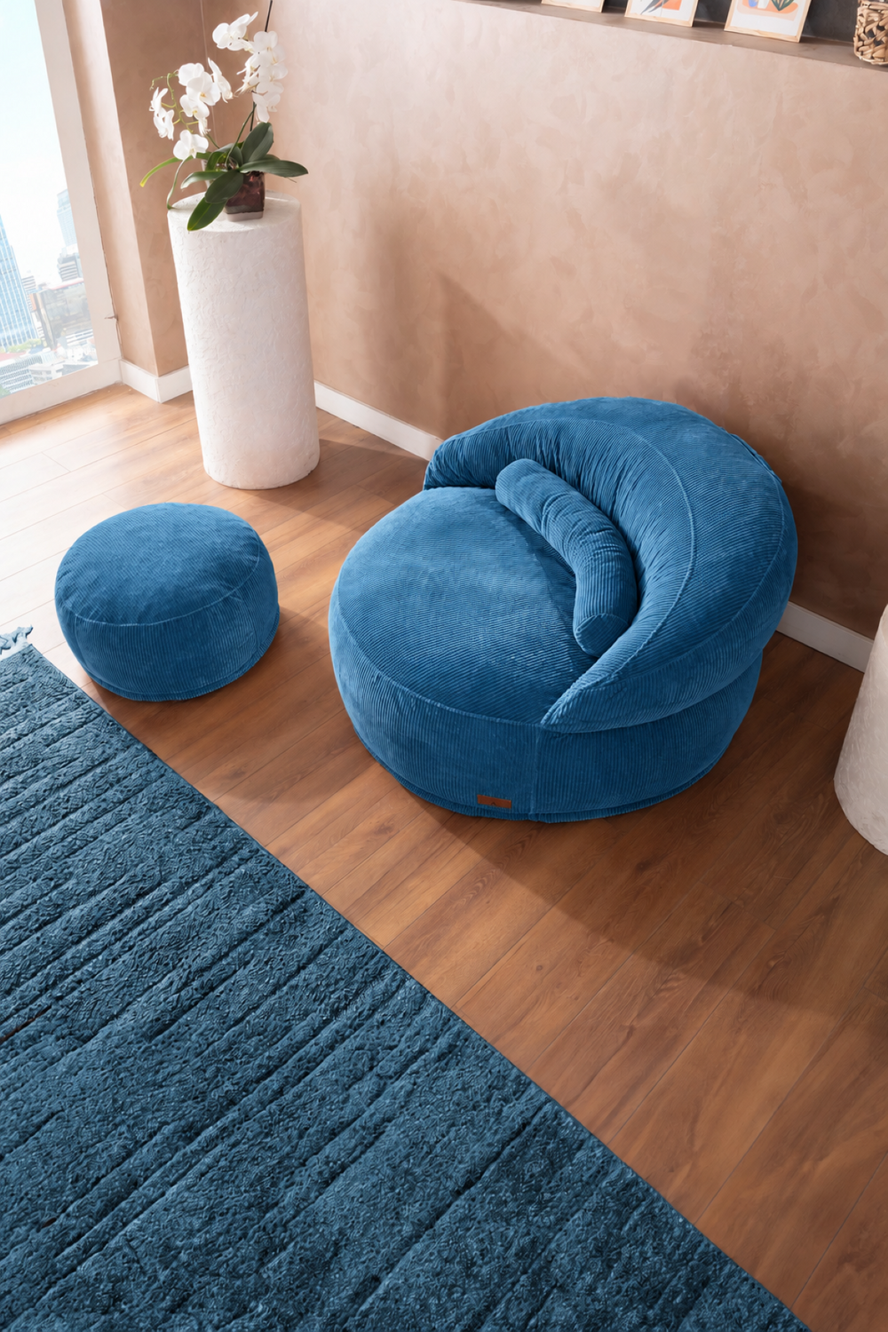 Felix XL Puf İndigo Mavi